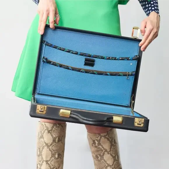 1960s Vinyl Briefcase w/ Intricate Embroidery